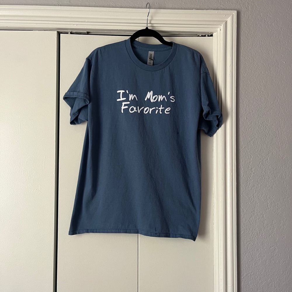 Gildan I'm Mom's Favorite T-Shirt Graphic Tee Novelty Top‎ Blue Large